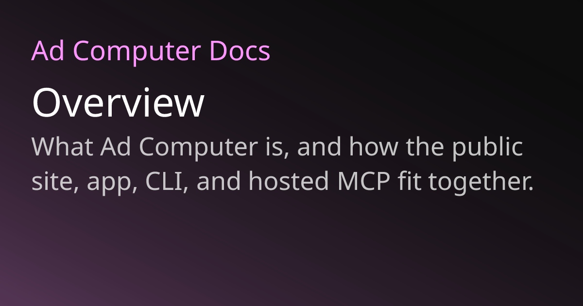 Overview | Ad Computer Docs